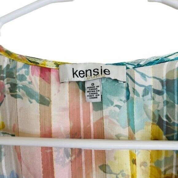 Kensie Shadow-Striped Floral-Print Maxi Dress Size 0 - Picture 9 of 12